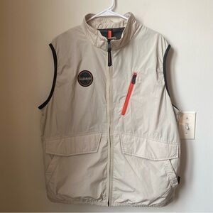 Napapijri Light Tan Vest with Bright Orange Accent like new
